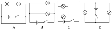 示例 】如图所示电路图中,两灯属于串联的正确电路是(  )